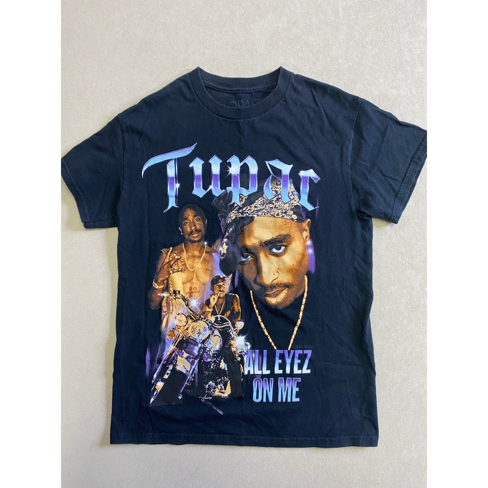 2Pac All Eyez On Me Graphic T-Shirt Black Short Sleeve Mens Small Tupac Shakur
